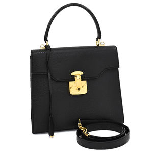Gucci 2way Handbag Shoulder Lady Lock Leather Black